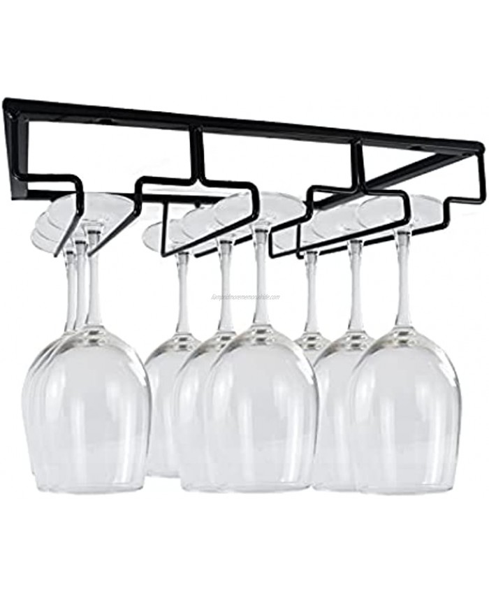 Wtiujhg Wine Glass Rack Under Cabinet 3 Row Stemware Wine Glass Holder Glasses Storage Hanger Metal Organizer for Brandy Margarita Martini Glasses & More 1 Pack Black