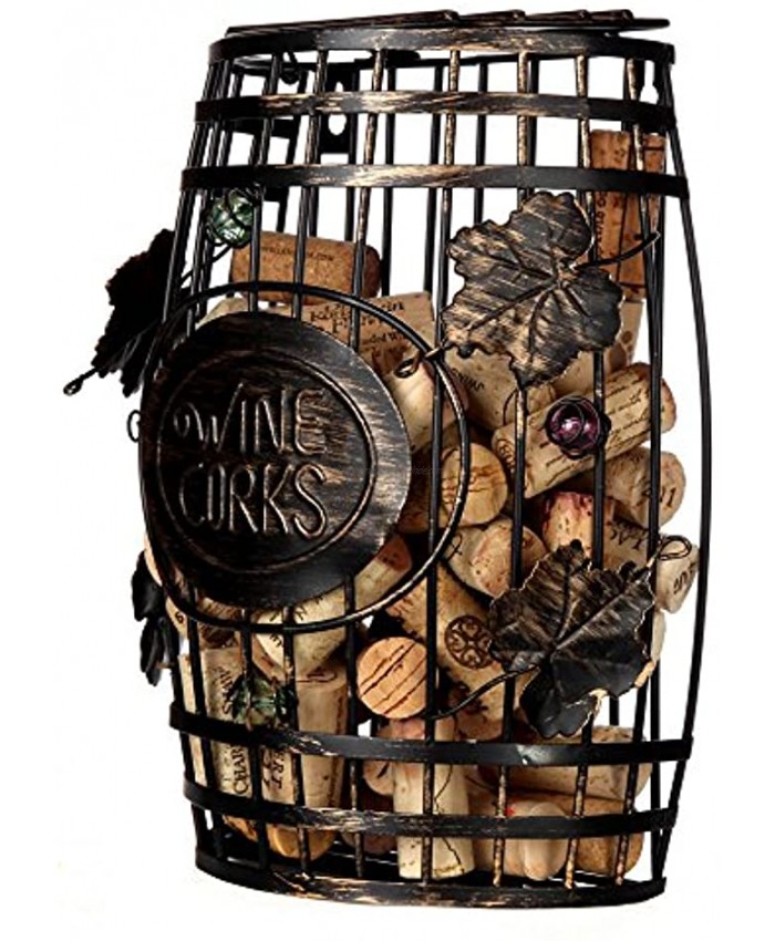 Home-X Wall Mounted Metal Wine Cork Holder This Elegant Wine Barrel Shaped Wall Mount is The Perfect Addition to Any Wine Connoisseurs’ Décor Collection Holds Over 50 Corks