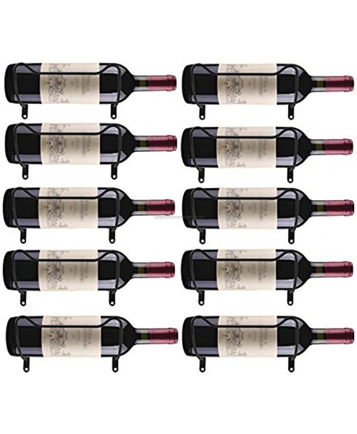 Homtone 10 Pack Wall Mounted Wine Racks Iron Wine Bottle Holder Rack for Wall Hanging Wine Rack with Screws Horizontal