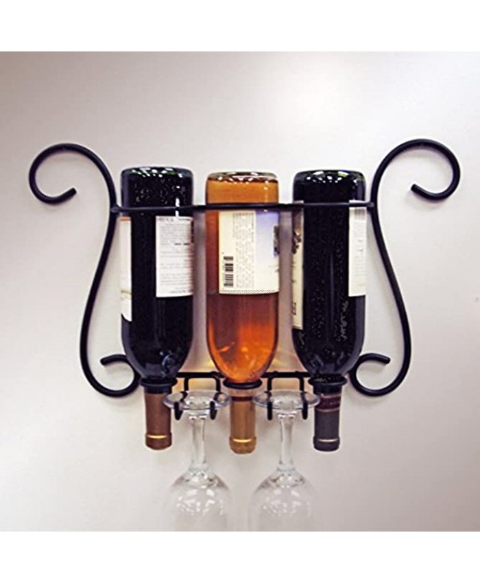 J&J Wire 3-Bottle Wall Wine Glass Holder