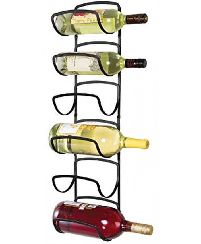 mDesign Modern Decorative Metal Wine Bottle Storage Organizer Rack Holder 6 Level Design Wall Mount Black