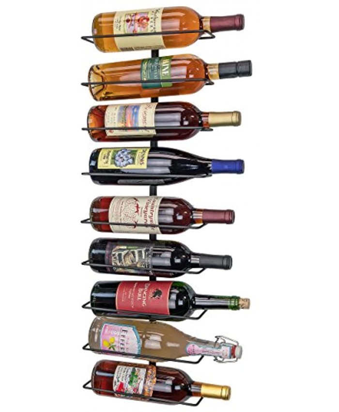 Southern Homewares Nine Bottle Wine Display Simple Storage Wall Rack Kitchen Organization for Wine or Spirits