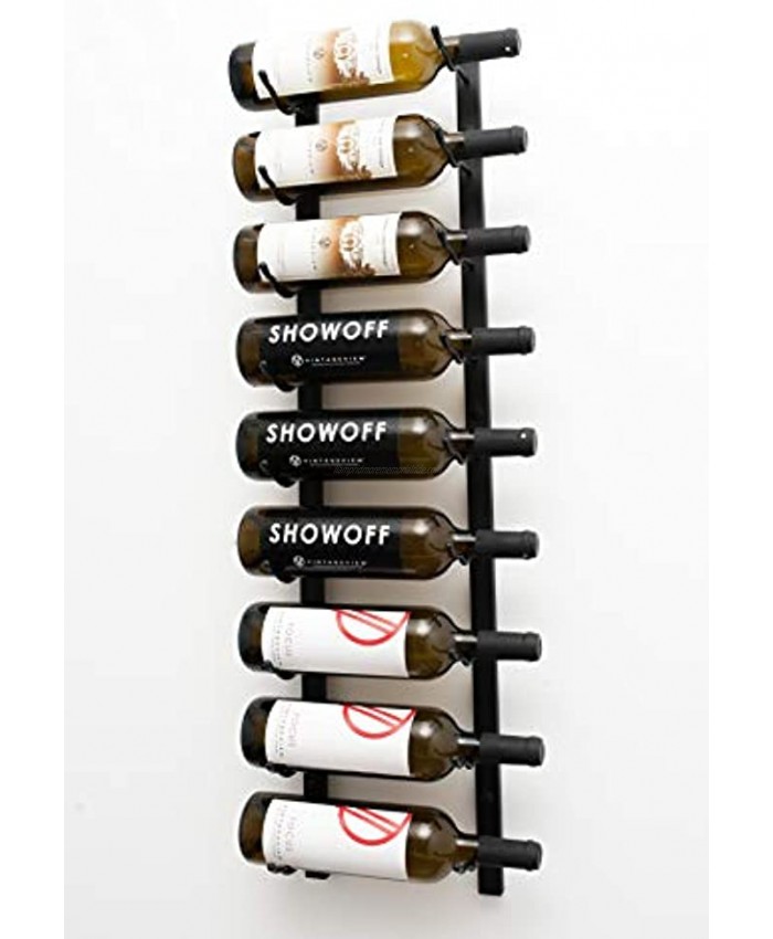 VintageView W Series 3 Ft 9 Bottle Wall Mounted Wine Rack Satin Black Stylish Modern Wine Storage with Label Forward Design
