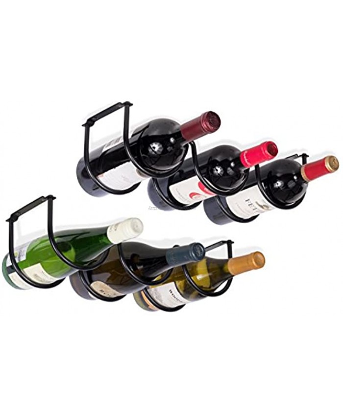 Wallniture Andora Iron Wine Rack Under Cabinet Mount Farmhouse Decor Kitchen Storage Set of 2 for 6 Liquor Bottles Black