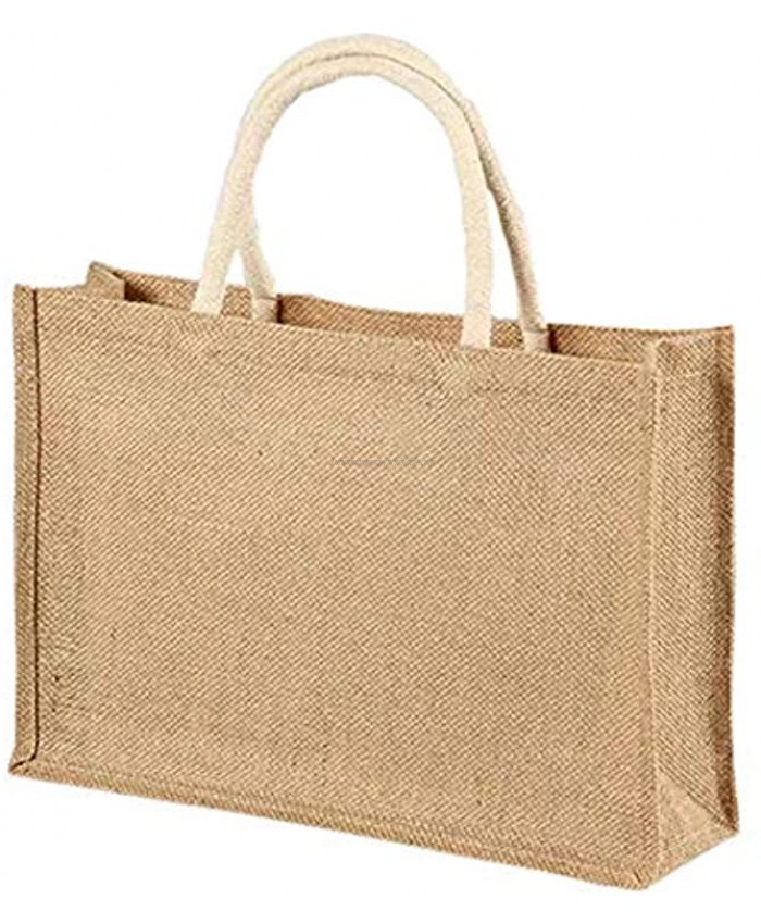 6 PACK Jute Burlap Tote Bag with Heat Transfer Pattern,Large Reusable Grocery Bags with Handles Women Swag Bag Shopping Bag Water Resistant Beach Travel Bag