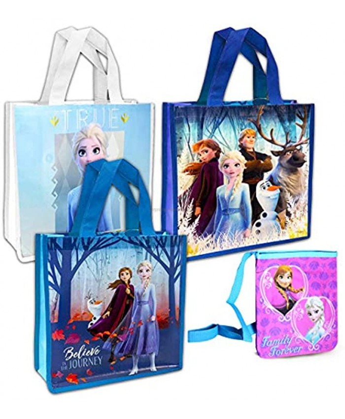 Disney Frozen 2 Reusable Tote Bags and Purse Bundle ~ 4 Pack of Frozen Bags for Gifts Groceries and More Frozen 2 Merchandise