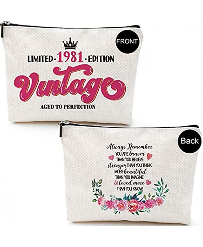 Fun 40 Years Old Birthday Gifts 40th Birthday Gifts for Women,1981 Birthday Gifts for Women-Limited 1981 Edition Vintage-Gifts for Mom Wife Friend Sister Her Colleague Coworker-Funny Makeup Bag