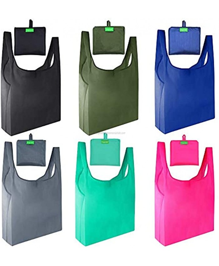 Gogooda Reusable Grocery Bags Set of 6 Reusable Shopping Bags Foldable into Attached Pouch ,Large Capacity Cloth Tote Bags Machine Washable ,Durable and Lightweight.