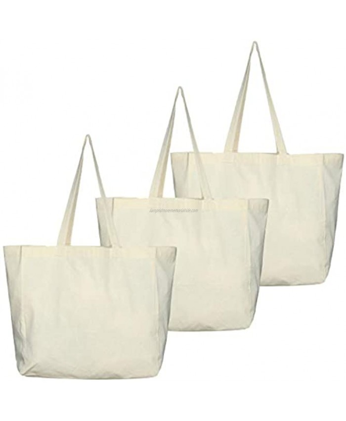 Greenmile 3 Pack Organic Cotton Canvas Grocery Bags Reusable Cloth Shopping Tote
