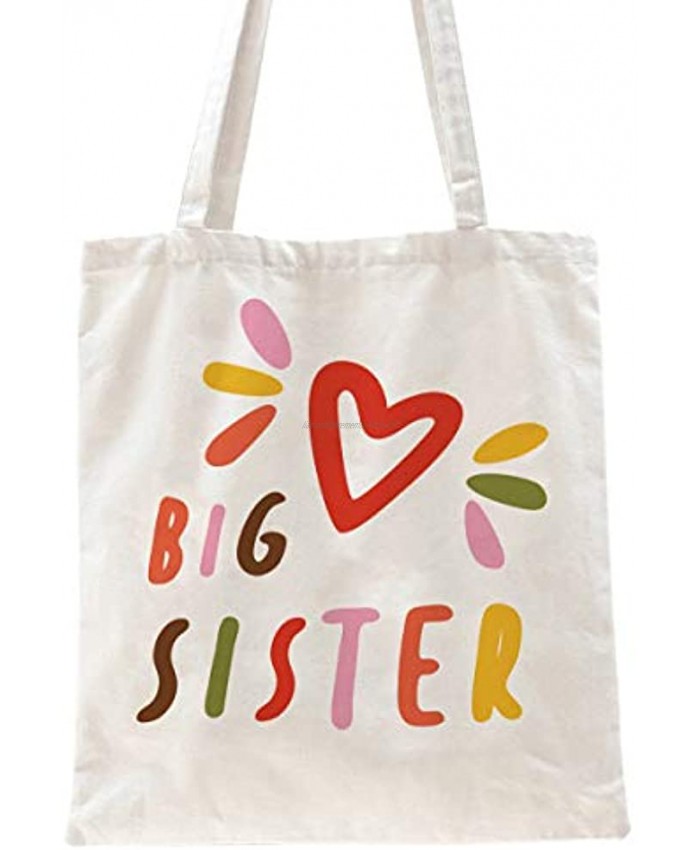 Ihopes Big Sister Reusable Tote Bag | Cute Big Sister Canvas Tote Bag Gifts for Girls Daughter Sister | Perfect birthday gifts Birth Announcement New Pregnancy Gift