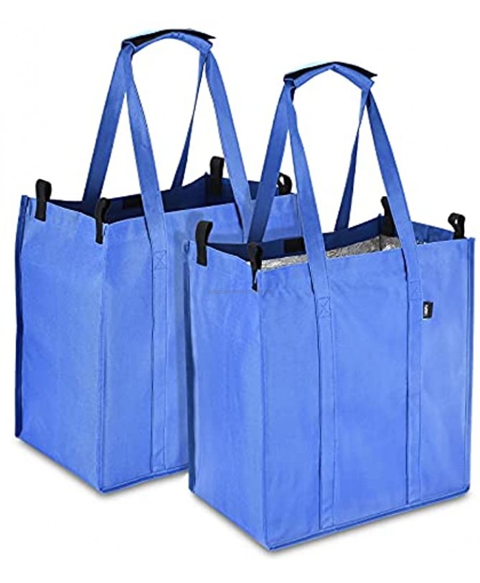 LMOPU Reusable Grocery bags,Oversized and Foldable Grocery Storage Bag,2 Pack For Shopping Cart ,Black Blue