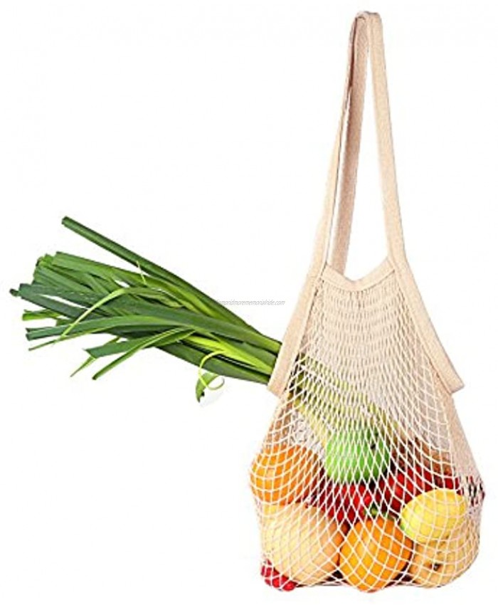 Plus-Size Bailuoni Net String Shopping Bag Long Handle Portable Washable Reusable Net Shopping Tote String Bag Organizer for Grocery Shopping Beach Toys Storage Fruit Vegetable and Market