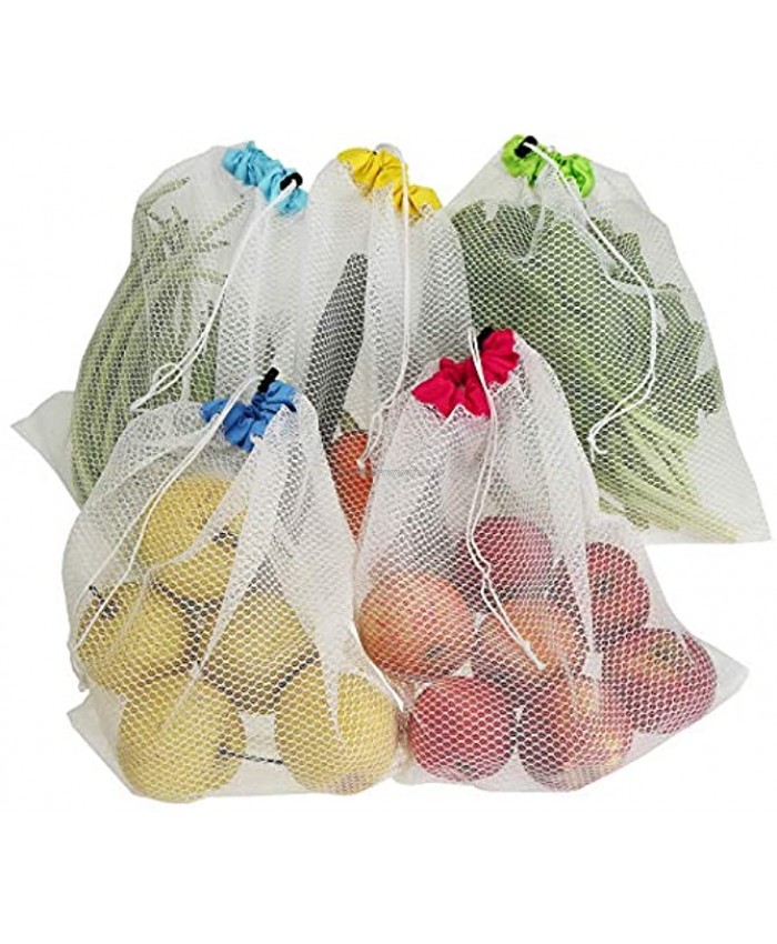 Tebery 10 Pack Washable and Reusable Produce Bags,Soft Premium Lightweight Mesh for Grocery Shopping Storage Fruit Vegetable and Toys -12x14in