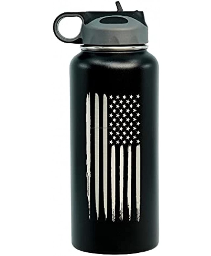 32oz American Flag Double Wall Vacuum Insulated Stainless Steel Water Bottle-Veteran Owned SMALL Business