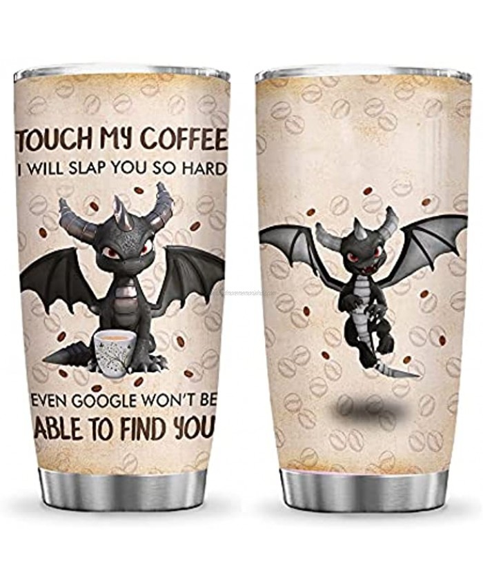 64HYDRO 20oz Don't Touch My Coffee Dragon Lover Tumbler Cup with Lid Double Wall Vacuum Thermos Insulated Travel Coffee Mug DNR2910022