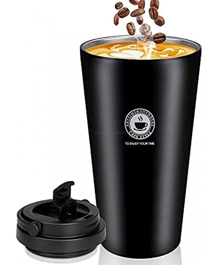 Beyideal Travel Insulated Tumbler 18oz Double Wall Vacuum Stainless Steel Coffee Mug with Leak Proof Lid Water Bottle for Cold and Hot Beverages Black