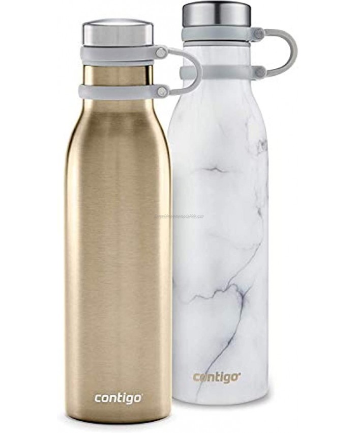 Contigo Couture Collection 2 Pack – Contigo Stainless Steel Water Bottles 20 oz Marble Champagne