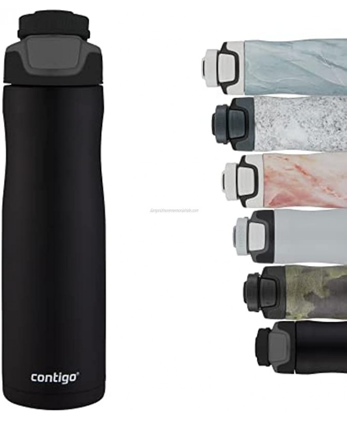 Contigo Drinking Bottle Autoseal Chill Matte Black stainless steel water bottle with Autoseal technology insulated bottle keeps beverages cool for up to 28 hours BPA-free 720 ml