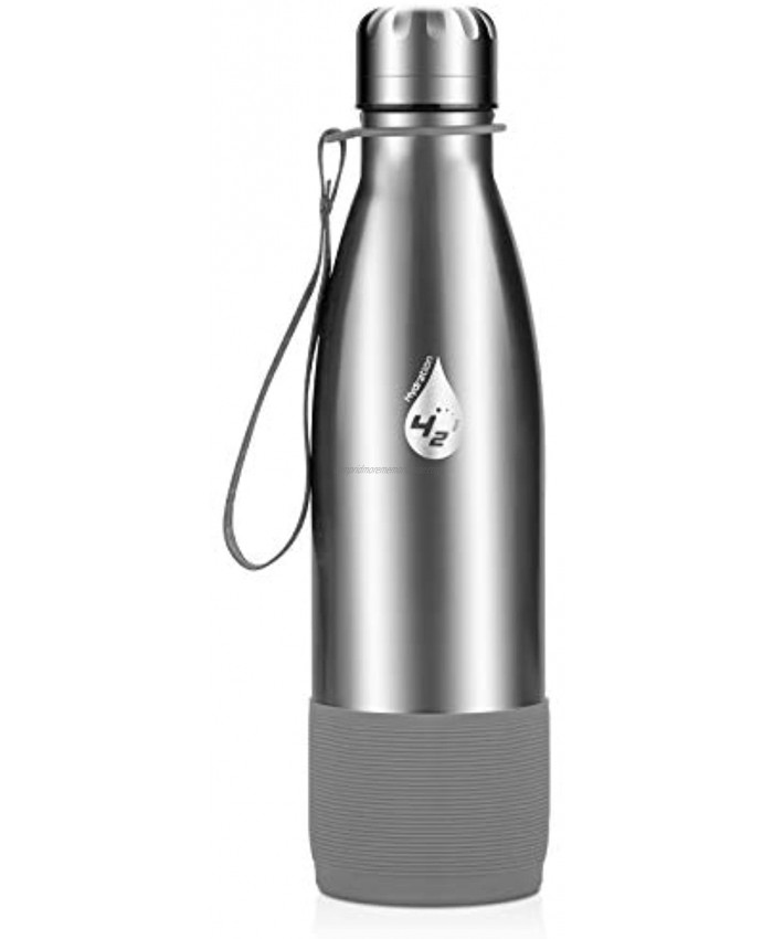 Extremus 421 Hydration Vacuum Insulated Water Bottle 18 8 Stainless Steel Double Wall Thermos Hot Water Bottle 17 Oz Capacity with Leakproof Top Carry Strap & Bottle Boot