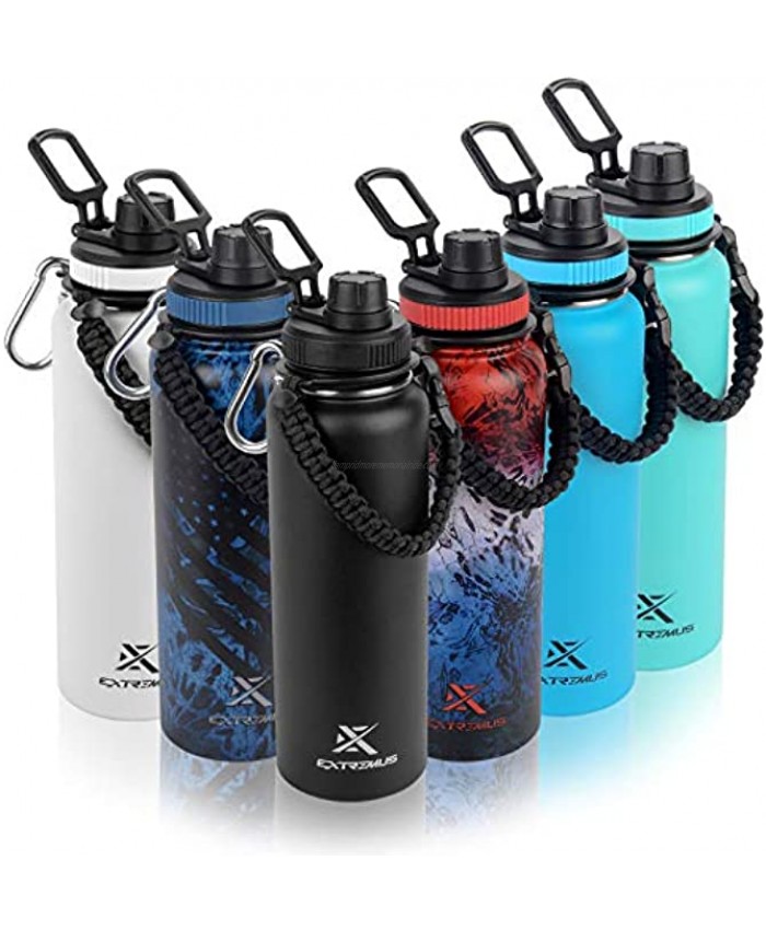Extremus Deluge Stainless Steel Vacuum Insulated Sports Water Bottle with 100% Leak-Proof Travel Lid w Paracord Survival Handle,32 oz Prym1 Rocket Pop
