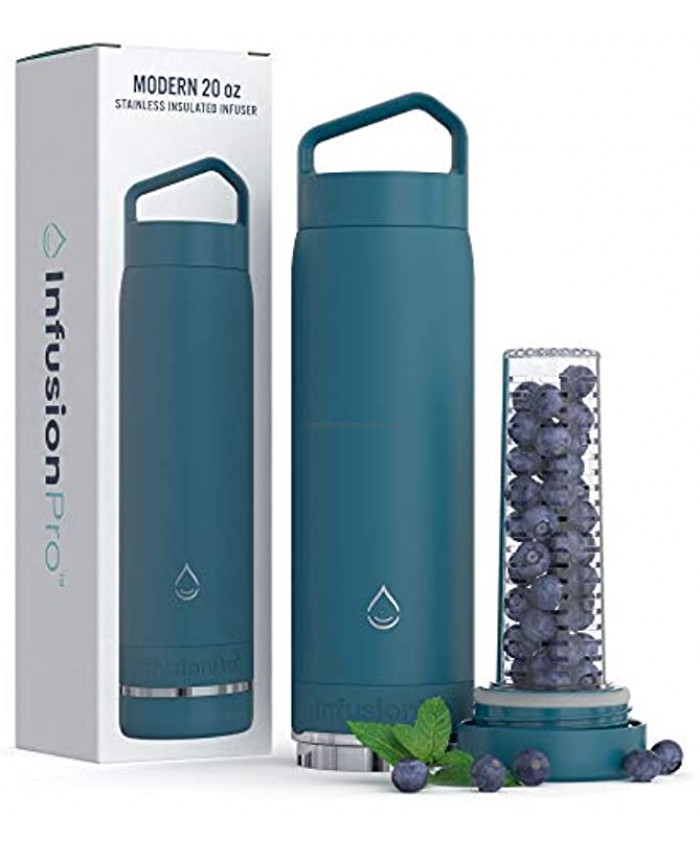Fruit Infuser Water Bottle Vacuum Insulated 20 oz Stainless Steel : Includes Fruit Infuser Recipe eBook : Bottom Loading Water Infuser for More Flavor : Easy Cleaning : Great Gift Water Bottle