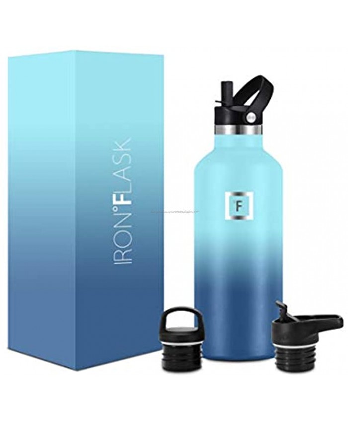 IRON °FLASK Narrow Mouth Sports Water Bottle 32 Oz 3 Lids Straw Lid Vacuum Insulated Stainless Steel Hot Cold Modern Double Walled Simple Thermo Mug Standard Hydro Metal Canteen