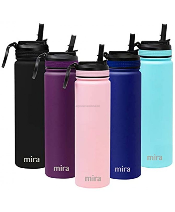 MIRA 24 oz Reusable Water Bottle with Straw Lid Stainless Steel Hydro Vacuum Insulated Metal Thermos Flask Keeps Cold for 24 Hours Hot for 12 Hours BPA-Free Straw Cap Taffy Pink