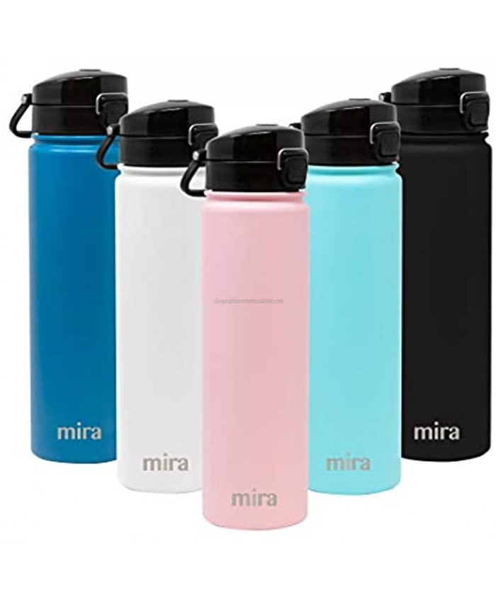 MIRA Stainless Steel Water Bottle Hydro Vacuum Insulated Metal Thermos Flask Keeps Cold for 24 Hours Hot for 12 Hours BPA-Free One Touch Spout Lid Cap 24 oz 710 ml Rose Pink