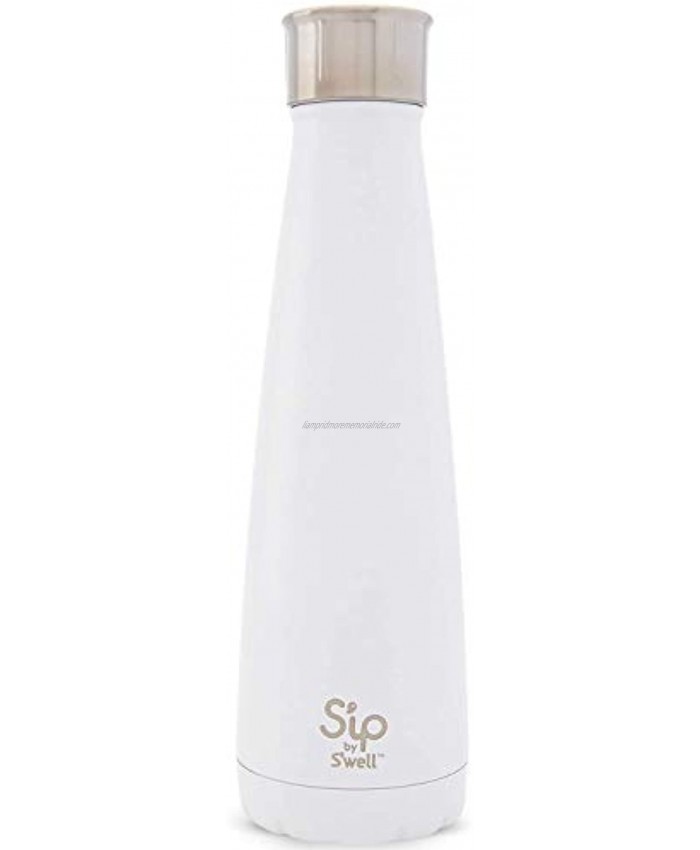 S'ip by S'well Stainless Steel Water Bottle 15 Fl Oz Marshmallow White Double-Layered Vacuum-Insulated Containers Keeps Drinks Cold for 24 Hours and Hot for 10 BPA-Free Travel Water Bottle