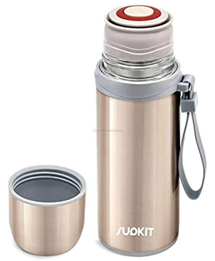Stainless Steel Thermos Cup Supkit 12oz Vacuum Cup BPA Free Insulated Water Bottle Keep Hot & Cold for Hours Perfect for Biking Camping Office Car or Outdoor Travel Gold