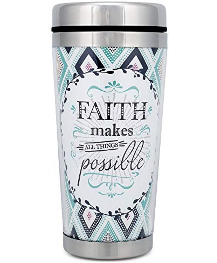 Faith All Things Possible 16 Oz Stainless Steel Travel Mug with Lid