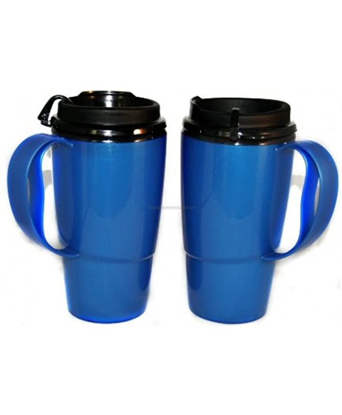 GAMA Electronics 2 Foam Insulated ThermoServ Coffee Mugs 16 oz. Blue