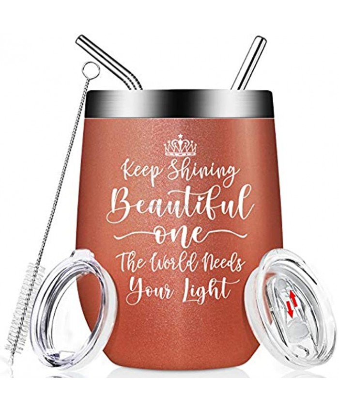 Inspirational Gifts for Women Men Get Well Soon Gifts for Women Friends Coworker Dad Funny Birthday Christmas Gifts Vacuum Insulated 12oz Wine Tumbler