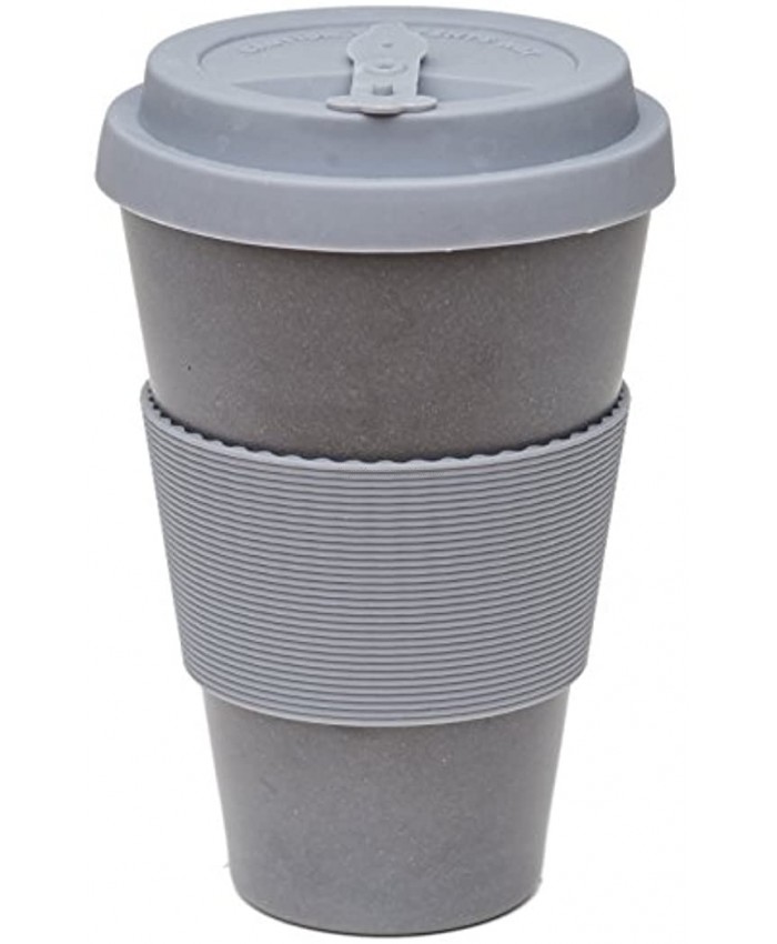 Reusable Coffee Cup Travel Mug Eco-Friendly Bamboo Fibre Silicon Natural 15oz Gray