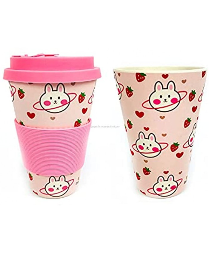 TINYMILLS Pink Bunny Cute Travel Mug Eco-Friendly Reusable Plant Fiber Travel Mug with Pink Bunny Party Prizes