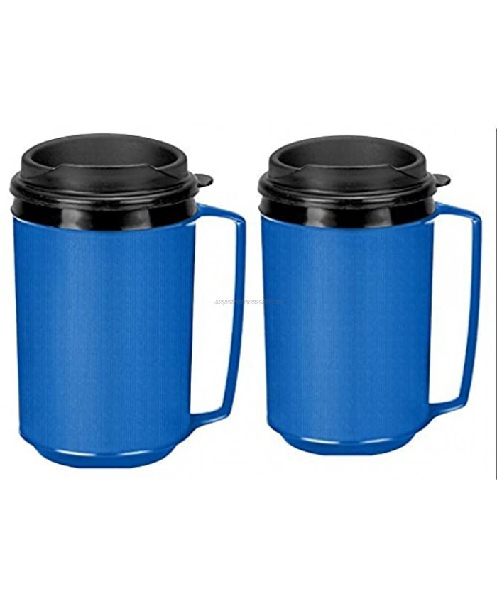 Two 12 oz Insulated Coffee Mugs like the Classic Aladdin Mugs by Thermo Serv blue