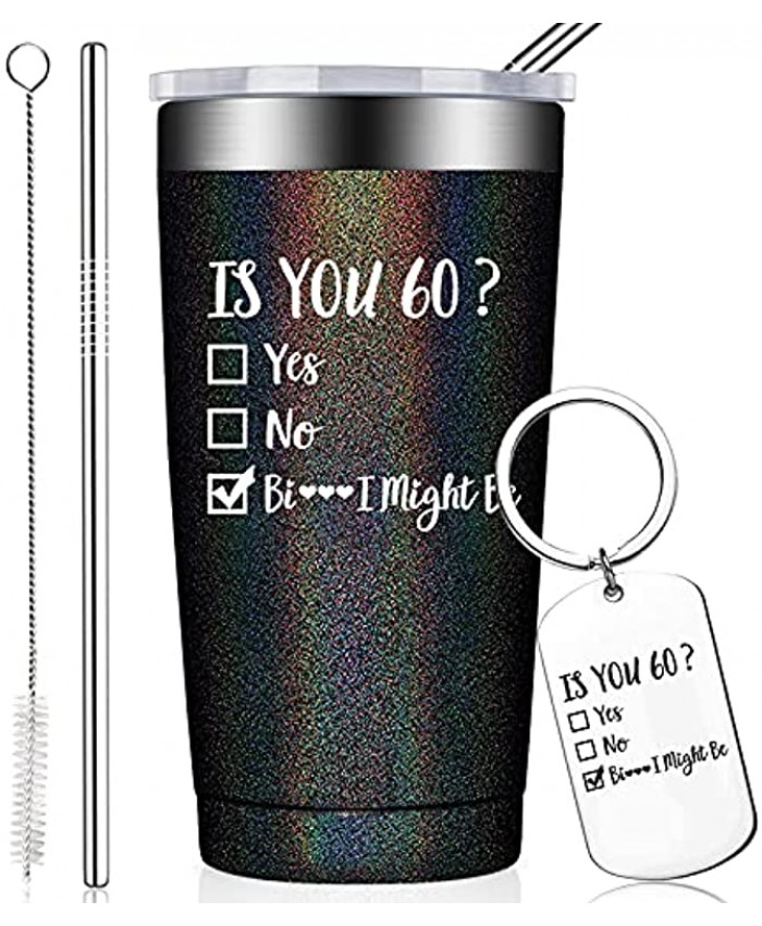 BIRGILT 60th Birthday Gifts for Women and Men Funny Fifty Year Old Gifts Ideas for Mom Dad Husband Wife 60 Year Old Party Supplies Decorations for Him Her 20oz Tumbler with Keychain