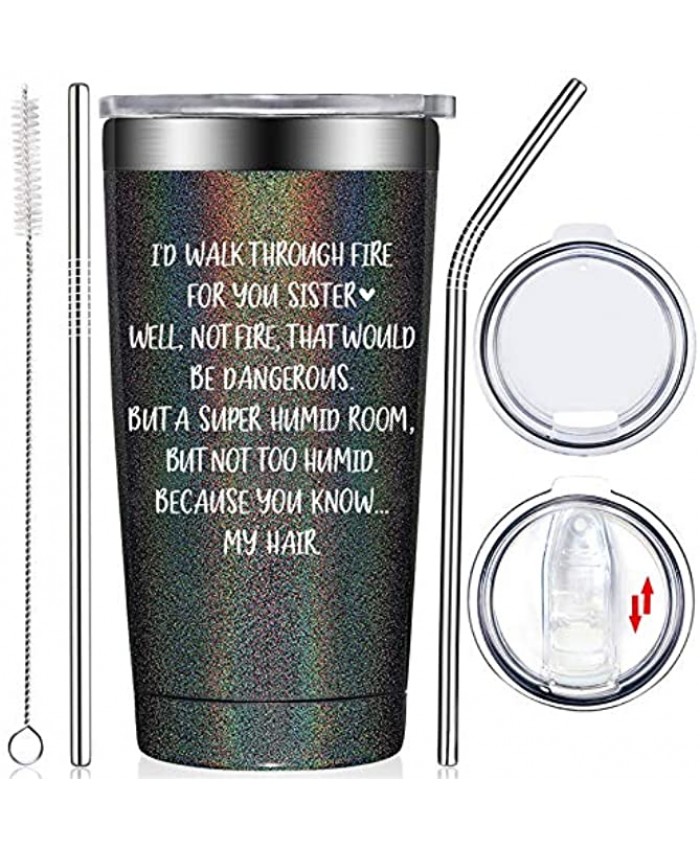 Fufendio Sister Gifts from Sister Like Sisters in Law Funny Christmas Valentines Secret Birthday Gifts for Soul Little Big Sister Women Best Friend from Brother Tumbler Cup with Straw