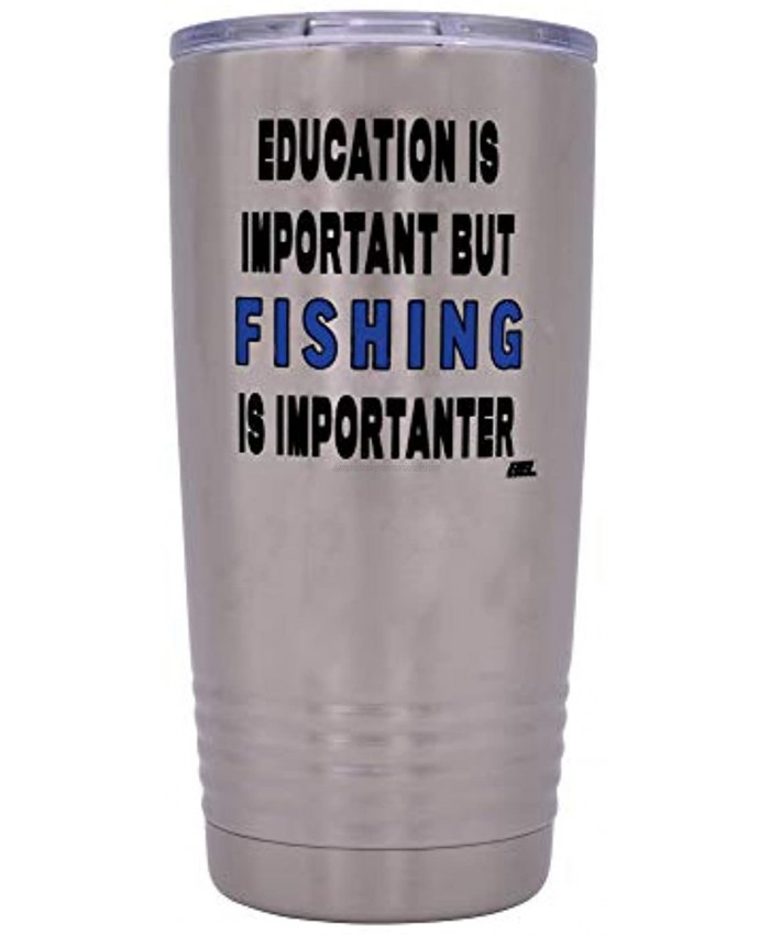 Funny Fishing 20 Oz. Travel Tumbler Mug Cup w Lid Vacuum Insulated Hot or Cold Education Fishing Gift Fish