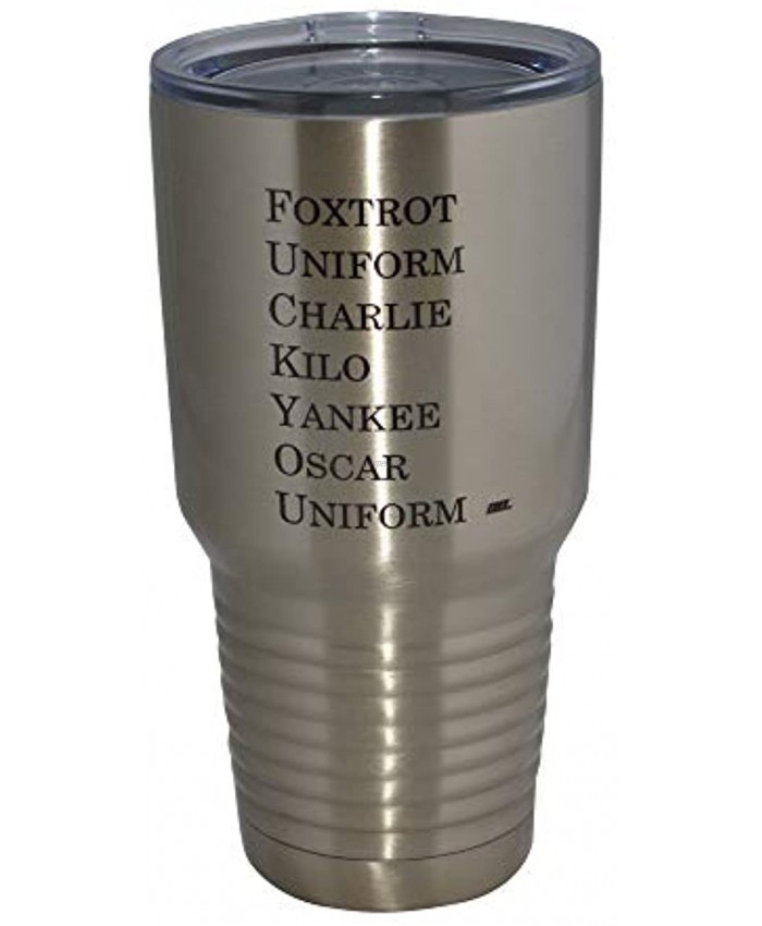 Funny Foxtrot Military Acronym Large 30oz Travel Tumbler Mug Cup w Lid Vacuum Insulated Hot or Cold Military Veteran Gift