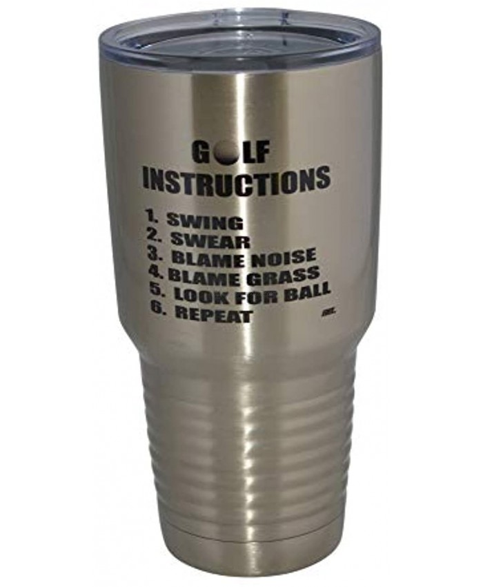 Funny Golf Instructions 30oz Large Stainless Steel Travel Tumbler Mug Cup w Lid Gift For Golfer Dad Grandpa Ball