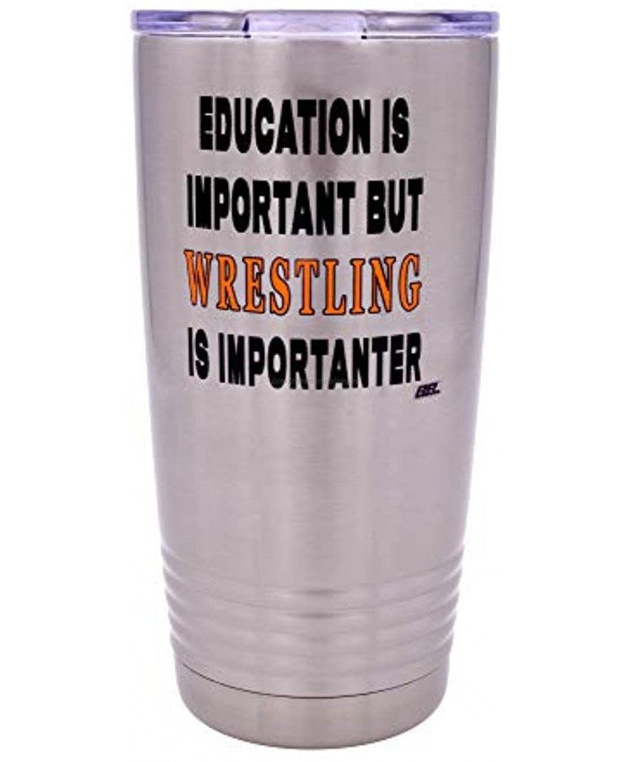Funny Wrestling 20 Oz. Travel Tumbler Mug Cup w Lid Education Important Wrestler Gift Idea