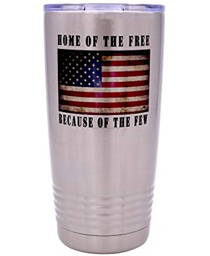 Home of the Free Military Veteran 20 Oz. Travel Tumbler Mug Cup w Lid Vacuum Insulated Hot or Cold Gift