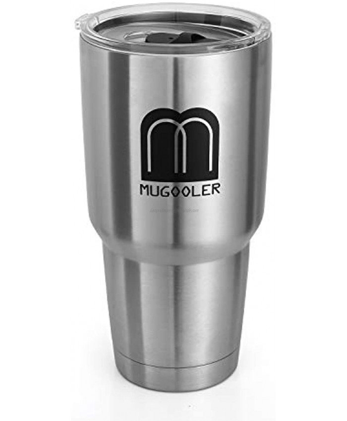 MUGOOLER Stainless Steel Vacuum Insulated Tumbler with Lid Double Wall Travel Mug Durable Coffee Mug Silver 30oz