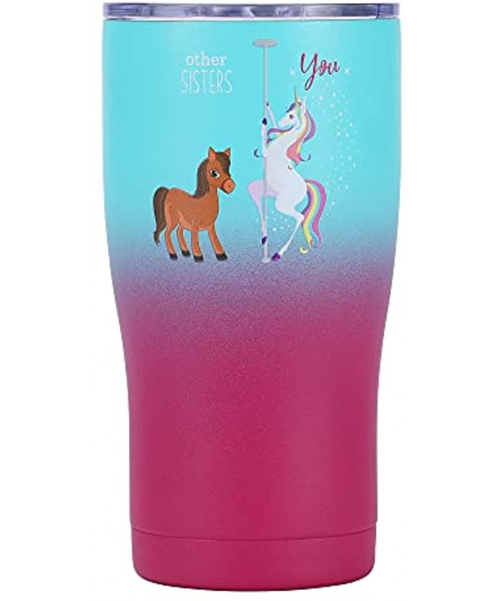 Sister Tumbler 20oz Insulated Stainless Steel w Lid Stainless Steel Straw and Cleaning Brush Sister Gifts for Unicorn Lovers Birthday Gifts for Sister Big Sister Sister in Law Gifts Purple Teal