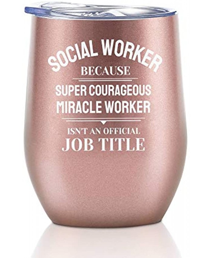 Social Worker Gifts For Women -12oz 350ml Stainless Steel Insulated Wine Tumbler Unique Social Worker Month Appreciation Graduation Gifts for BSW MSW DSW Rose gold