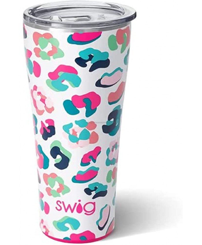 Swig Life 32oz Triple Insulated Stainless Steel Tumbler with Lid Dishwasher Safe Double Wall and Vacuum Sealed Travel Coffee Tumbler in our Party Animal Print