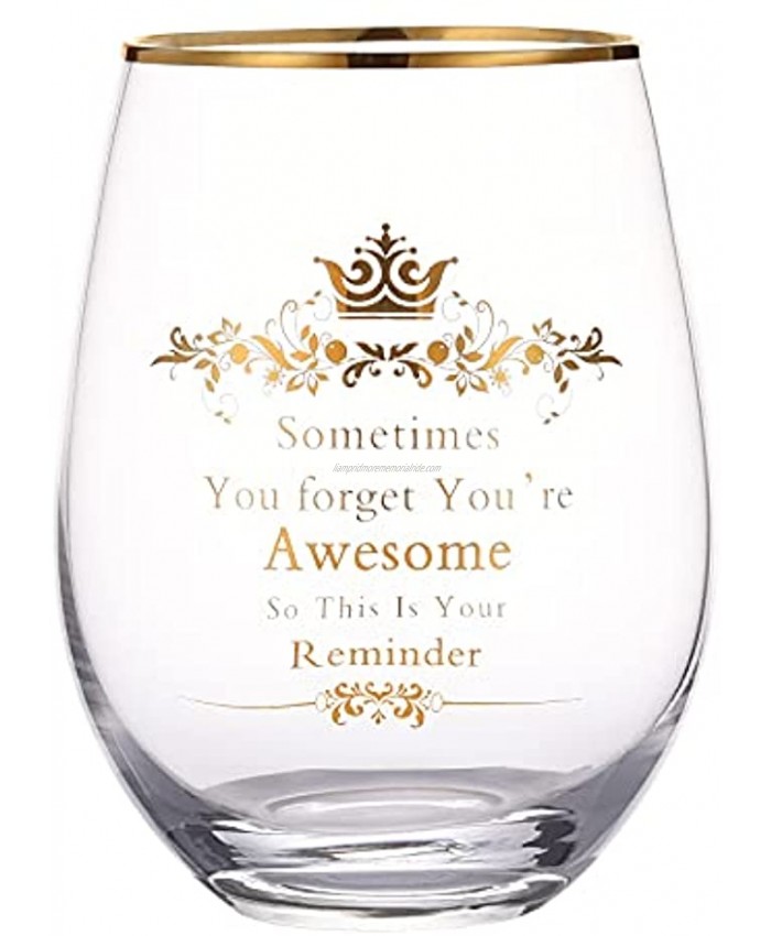 Thank You Gifts Funny Inspirational Birthday Christmas Gifts for Women 15 Ounce Wine Glasses Water Tumbler Juice Cup Gifts Sometimes You Forget You’re Awesome So This Is Your Reminder