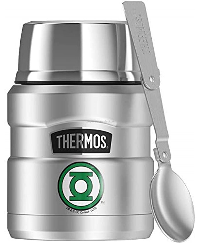 Green Lantern Circle Logo THERMOS STAINLESS KING Stainless Steel Food Jar with Folding Spoon Vacuum insulated & Double Wall 16oz