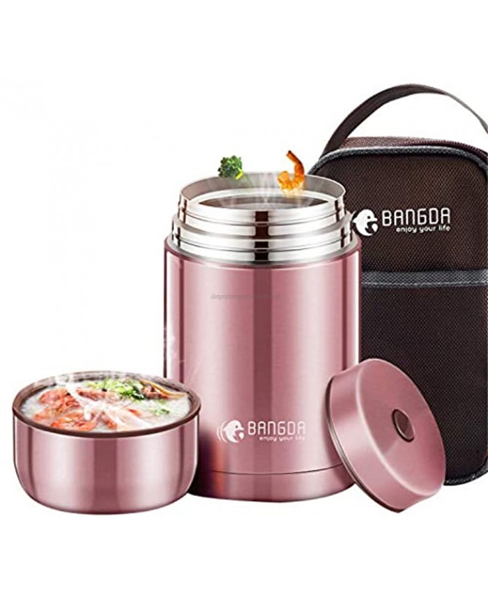 Pink Insulated Food Jar 34oz Stainless Steel Thermos Food Jar Stew Cup Containers Lunch Box for Kids and Adult Keep Warm for 12 Hours 1000ml